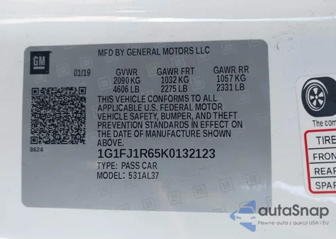 2019 Chevrolet Camaro Zl1 z USA, uszkodzony, nr VIN 1G1FJ1R65K0132123